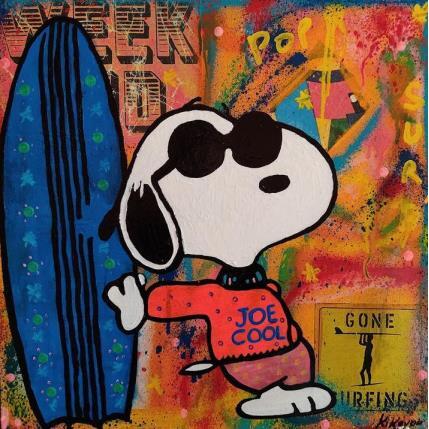 Peinture Snoopy surf par Kikayou | Tableau Pop-art Acrylique, Collage, Graffiti