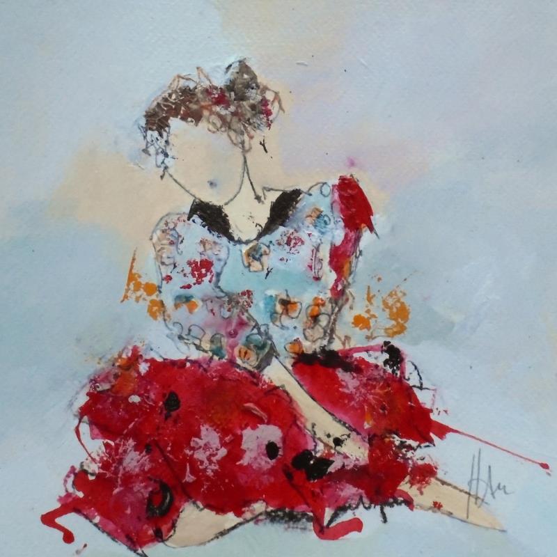 Painting CYLIANE by Han | Painting Figurative Portrait Acrylic Ink Paper