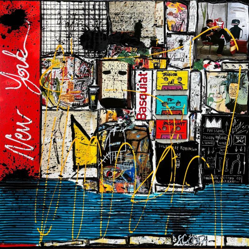 Gemälde Basquiat, the one ! von Costa Sophie | Gemälde Pop-Art Pop-Ikonen Acryl Collage Upcycling