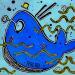 Gemälde Lady Whale von Ralau | Gemälde Pop-Art Tiere Acryl Posca