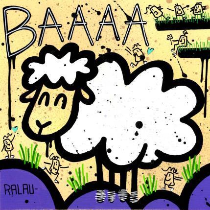 Gemälde Moutain sheep von Ralau | Gemälde Art brut Acryl, Posca Pop-Ikonen, Tiere