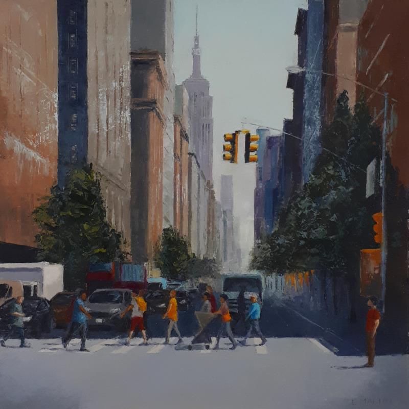 Painting NYC, walking by Martin Laurent | Painting Figurative Urban Life style Oil