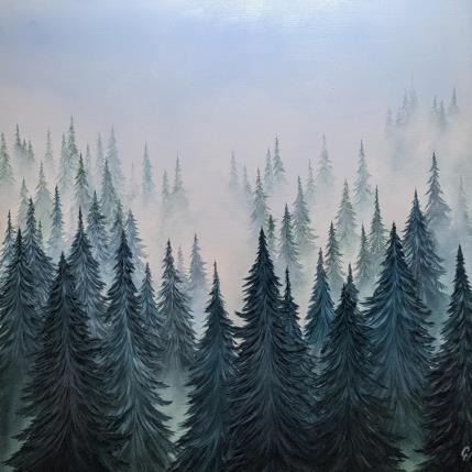 Peinture Bleu d'hiver par Pressac Clémence | Tableau Figuratif Huile Paysages