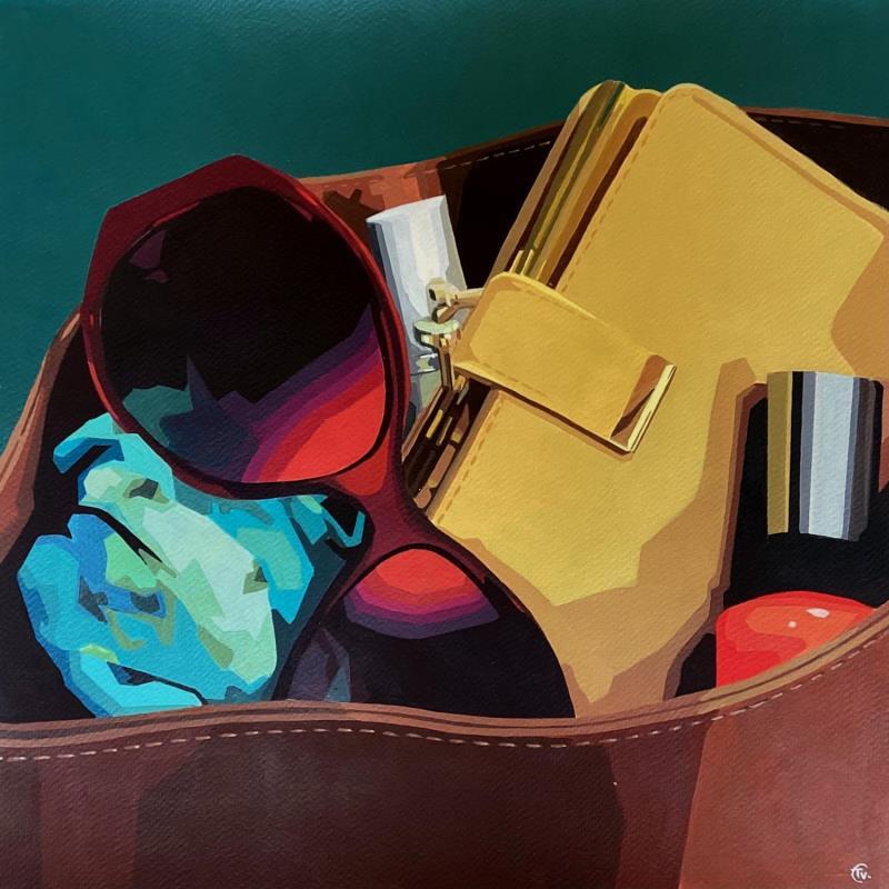 Painting Je t 'attends by Colin Véronique | Painting Figurative Mode Life style Still-life Acrylic