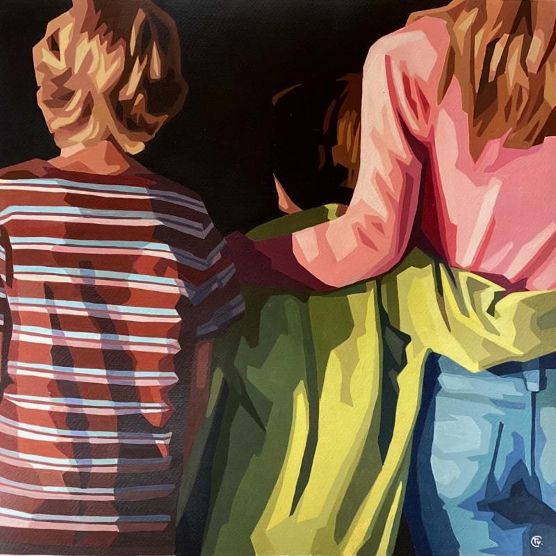 Gemälde ca va être super  von Colin Véronique | Gemälde Figurativ Porträt Alltagsszenen Kinder Acryl