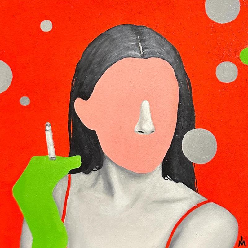 Gemälde Girl with a green glove  von Ivanova Margarita | Gemälde Surrealismus Öl Pop-Ikonen, Porträt