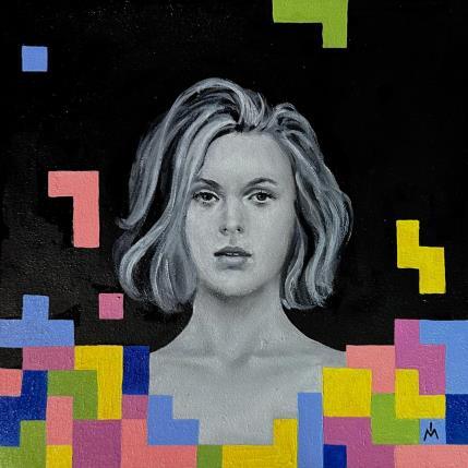 Gemälde Tetris von Ivanova Margarita | Gemälde Pop-Art Öl Pop-Ikonen, Porträt