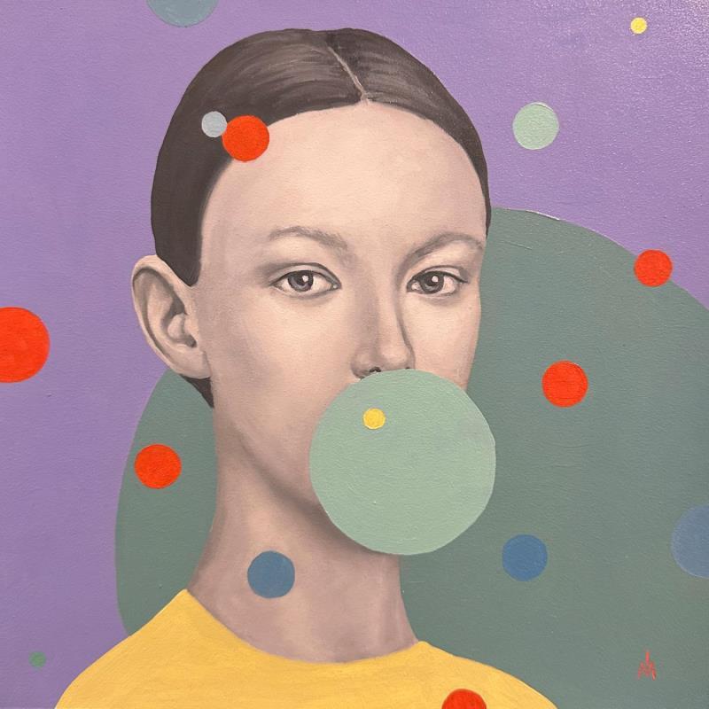 Gemälde Bubble gum  von Ivanova Margarita | Gemälde Pop-Art Porträt Öl