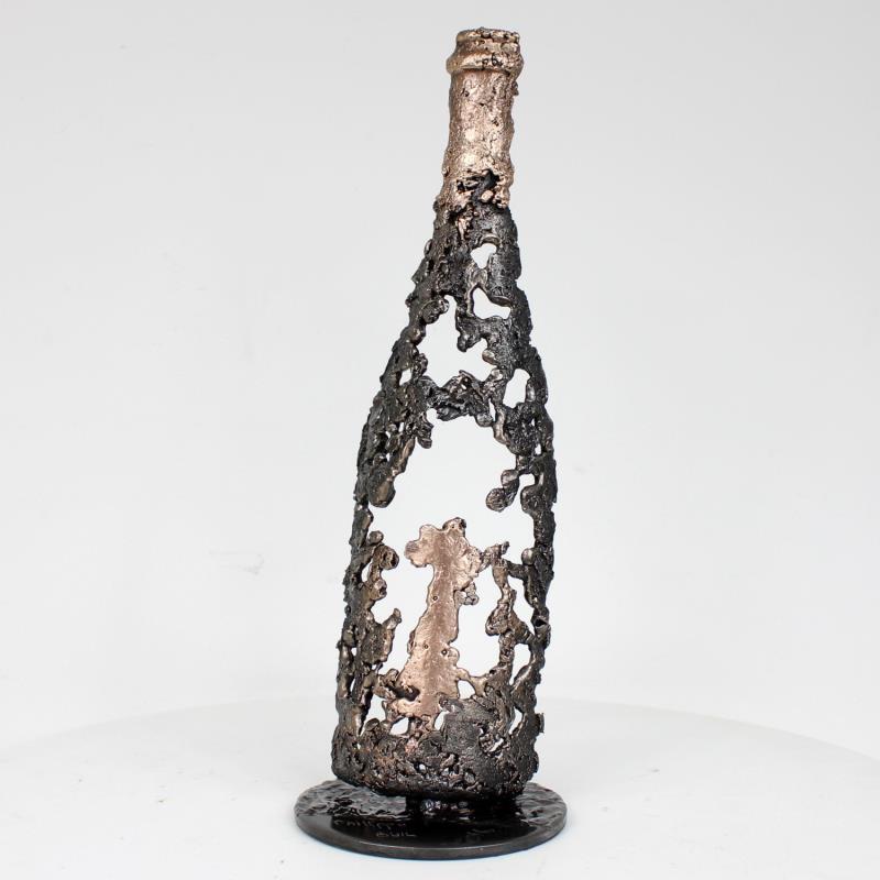 Sculpture Bouteille champagne 23-56 by Buil Philippe | Sculpture Figurative Metal