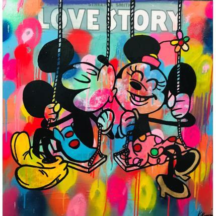 Gemälde Love story von Kikayou | Gemälde Pop-Art Acryl, Collage, Graffiti Pop-Ikonen