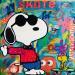 Gemälde Snoopy au woodstock skate von Kikayou | Gemälde Pop-Art Pop-Ikonen Graffiti Acryl Collage