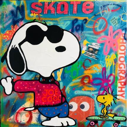 Painting Snoopy au woodstock skate by Kikayou | Painting Pop-art Acrylic, Gluing, Graffiti Pop icons