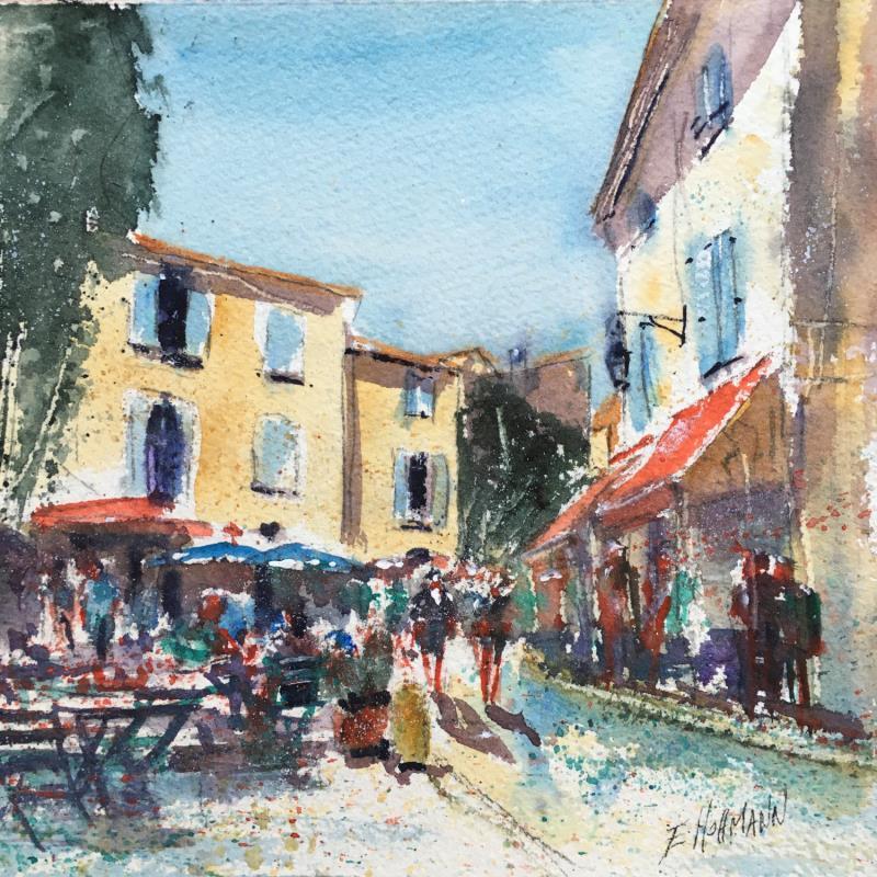 Painting  Ambiance provençale  by Hoffmann Elisabeth | Painting Figurative Watercolor Pop icons, Urban
