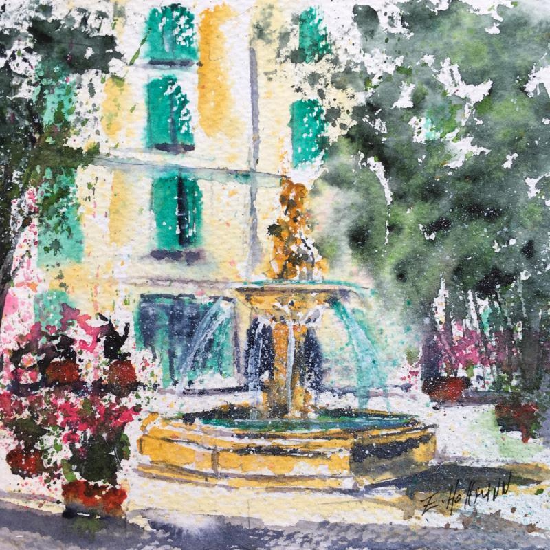 Painting  Fraîcheur de fontaine  by Hoffmann Elisabeth | Painting Figurative Watercolor Pop icons, Urban