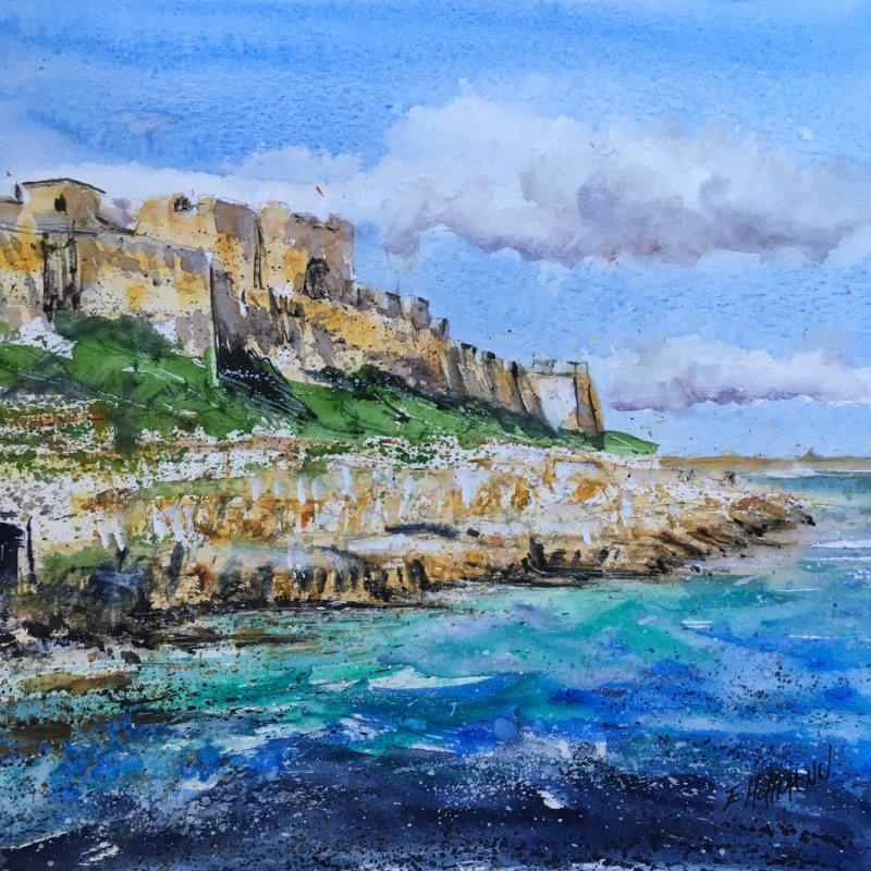 Painting  Château d’If by Hoffmann Elisabeth | Painting Figurative Watercolor Marine