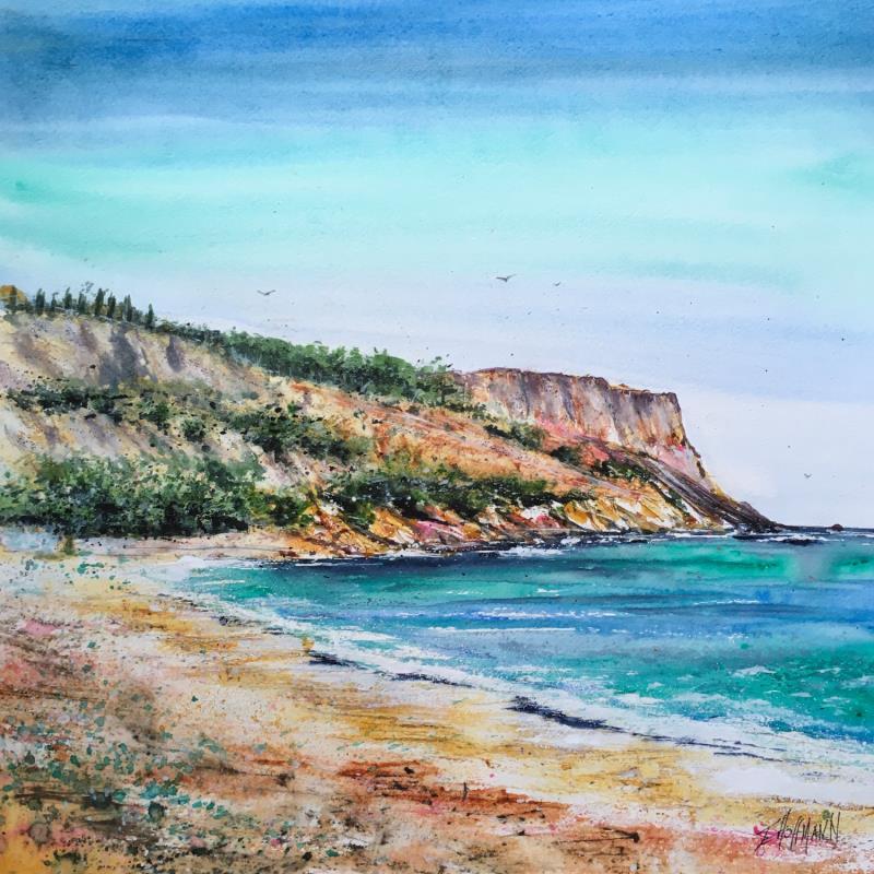 Painting Vue sur le Cap by Hoffmann Elisabeth | Painting Figurative Watercolor Marine