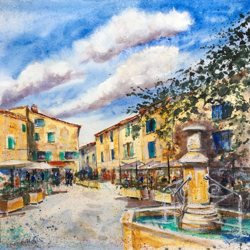Painting  Ambiance provençale  by Hoffmann Elisabeth | Painting Figurative Watercolor Urban