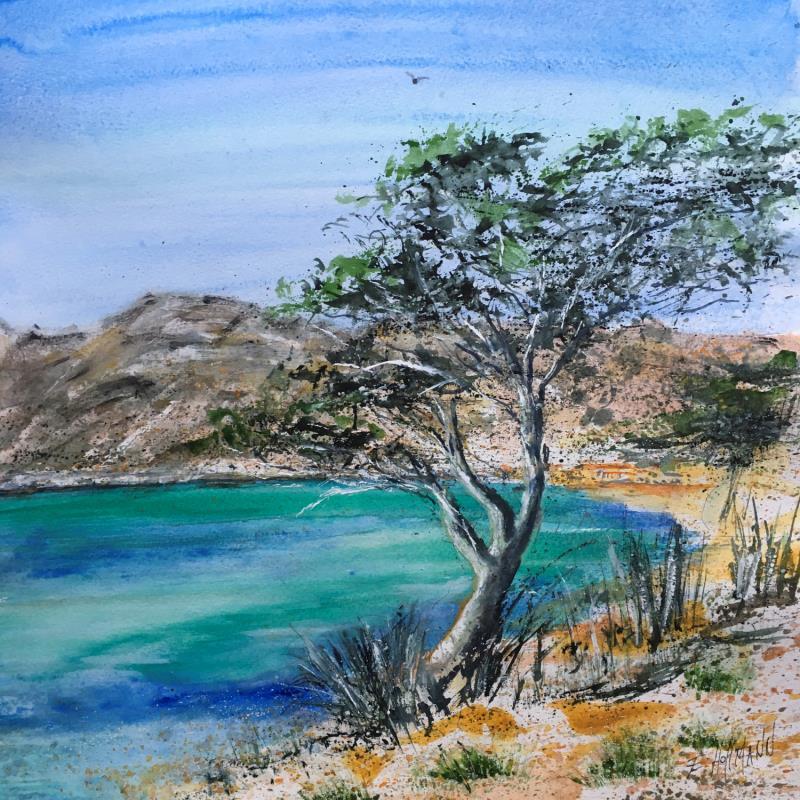 Painting Calme calanque by Hoffmann Elisabeth | Painting Figurative Marine Watercolor