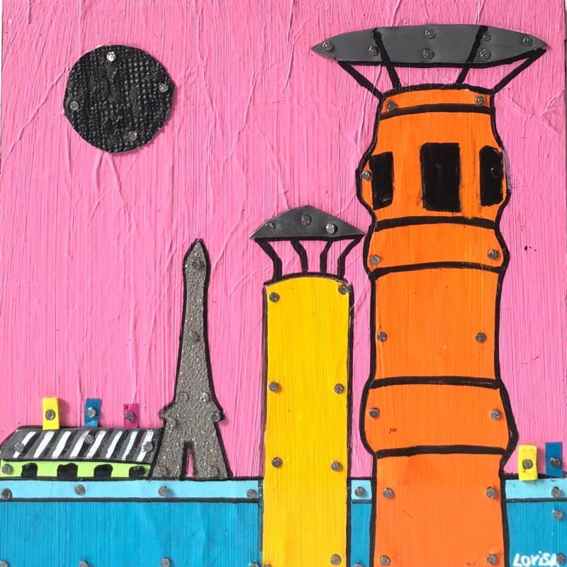 Gemälde La vie en Rose von Lovisa | Gemälde Pop-Art Acryl, Collage, Holz, Posca, Upcycling Urban