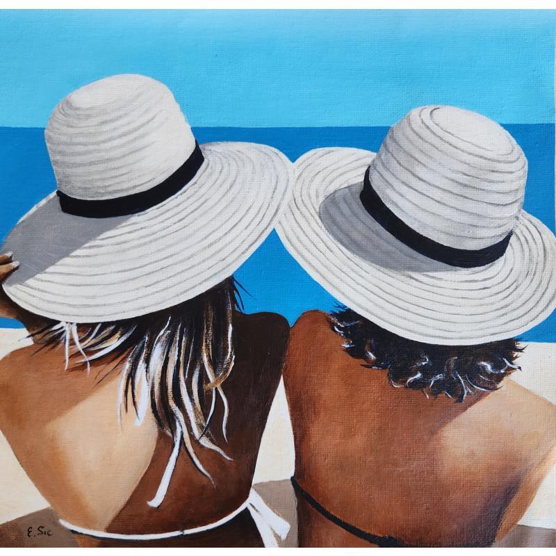 Painting Fanny & Marion by Sie Evelyne | Painting Figurative Life style Acrylic
