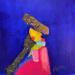 Gemälde Le jour des épousailles von Lau Blou | Gemälde Abstrakt Porträt Pappe Acryl Collage Blattgold