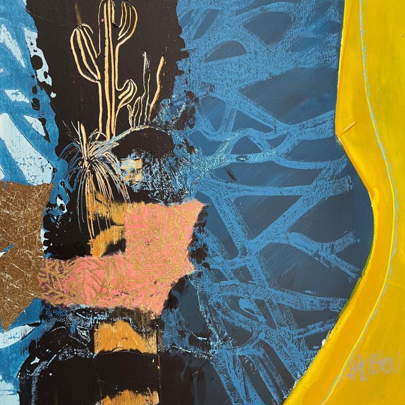 Gemälde Archipel fragile 1 von Lau Blou | Gemälde Abstrakt Acryl, Blattgold, Collage, Pappe Minimalistisch, Pop-Ikonen