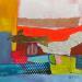 Gemälde Petite campagne    von Lau Blou | Gemälde Abstrakt Landschaften Pappe Acryl Collage Blattgold