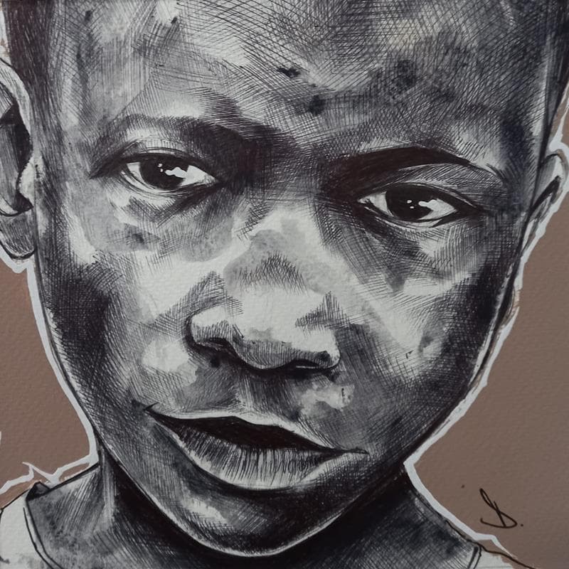 Painting African children by Deuz | Painting Street art Graffiti Portrait
