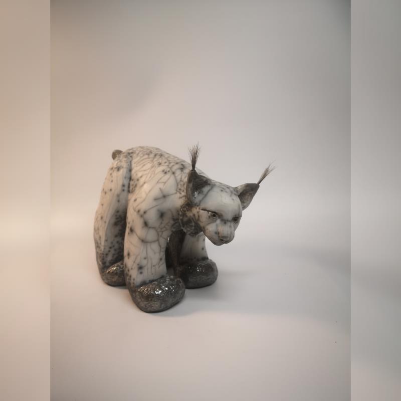 Skulptur The Lynx  von Roche Clarisse | Skulptur  Keramik, Raku Tiere