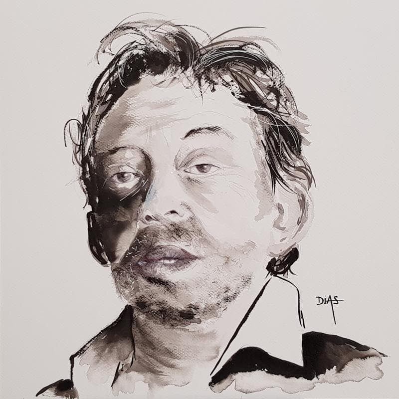 Peinture Gainsbourg par Dias | Tableau Figuratif icones Pop