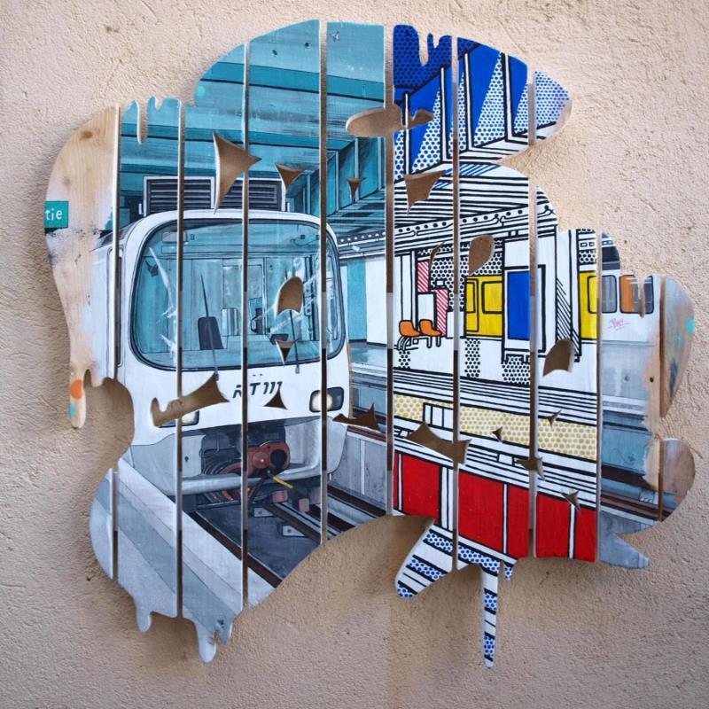 Gemälde Roy von Lassalle Ludo | Gemälde Street art Landschaften Urban Architektur Graffiti Holz Acryl