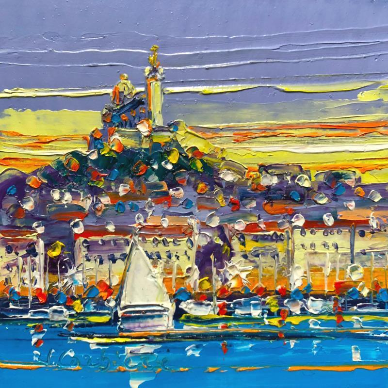 Peinture Petit voilier dans le port par Corbière Liisa | Tableau Figuratif Huile Marine, Paysages