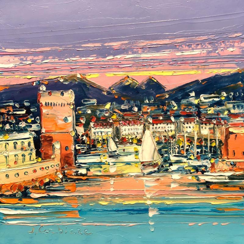 Gemälde Voiles sur l'eau, Marseille von Corbière Liisa | Gemälde Figurativ Landschaften Marine Öl