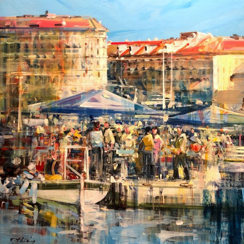 Painting Vieux port, marché aux poissons  by Frédéric Thiery | Painting Figurative Urban Life style Acrylic