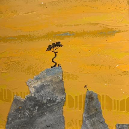 Peinture N°5104 Sous l'arbre séculaire par Lemonnier  | Tableau Matiérisme Acrylique, Zinc Paysages