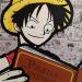 Gemälde Luffy von Kalo | Gemälde Pop-Art Pop-Ikonen Graffiti Collage Posca
