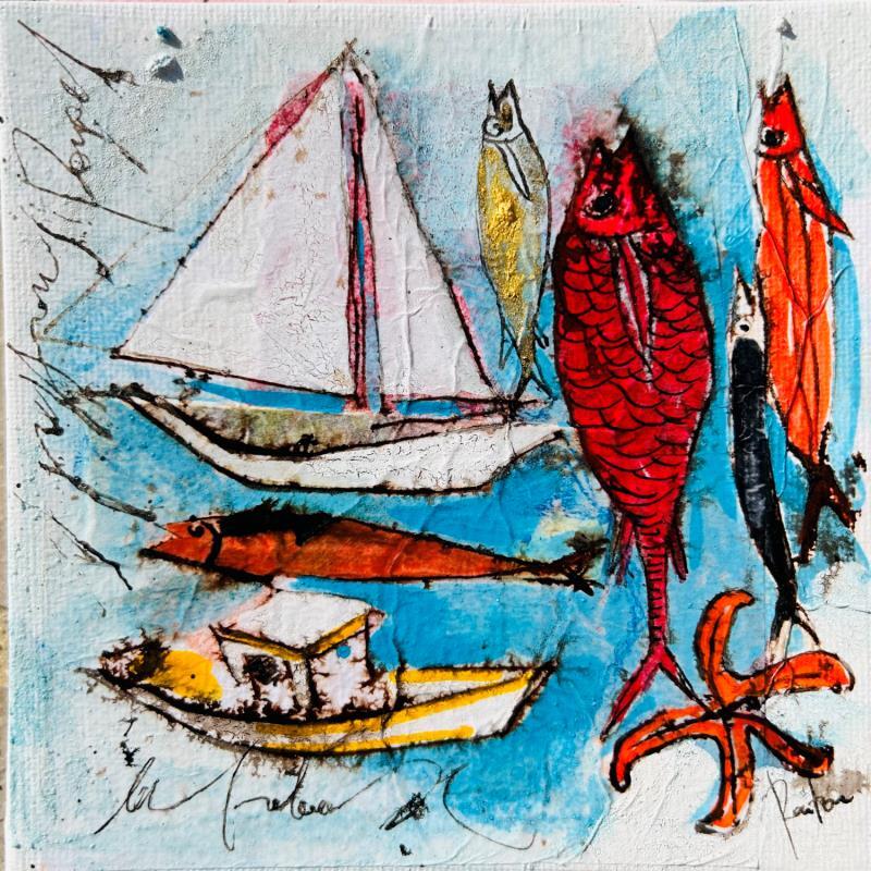 Peinture Merveilleuse étoile par Colombo Cécile | Tableau Figuratif Marine Nature Scènes de vie Aquarelle Acrylique Collage Encre Pastel