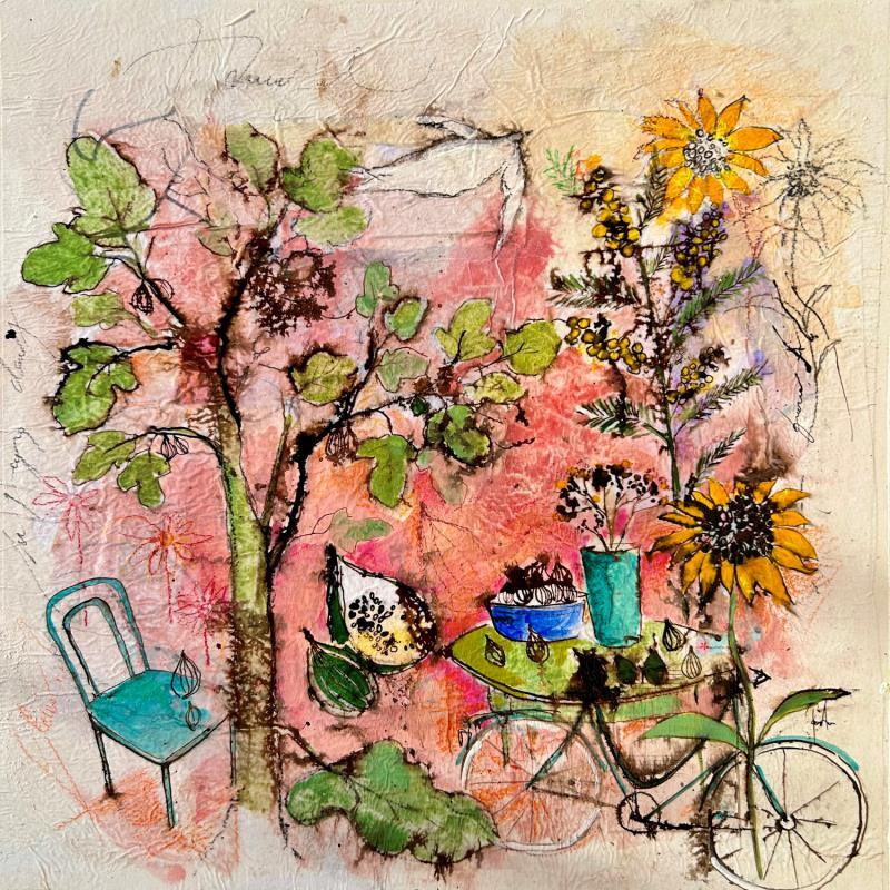 Painting Escale savoureuse by Colombo Cécile | Painting Figurative Acrylic, Gluing, Ink, Pastel, Watercolor Landscapes, Life style, Nature