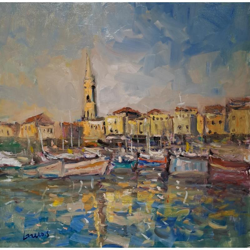 Peinture port de Sanary par Greco Salvatore | Tableau Figuratif Huile