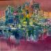 Painting Magic island by Levesque Emmanuelle | Painting Abstract Landscapes Urban Architecture Oil