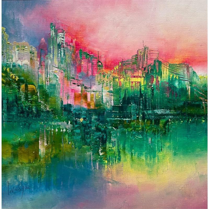 Painting Dans la joie et l'allégresse by Levesque Emmanuelle | Painting Abstract Oil Architecture, Landscapes, Urban