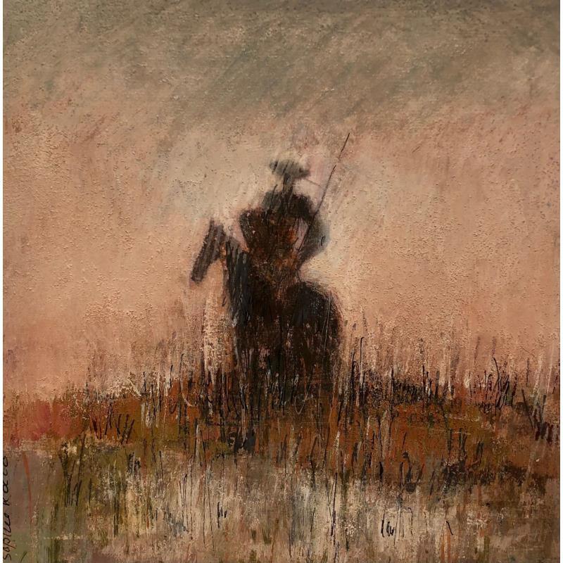 Peinture Don Quichotte par Rocco Sophie | Tableau Art Singulier Acrylique Collage Sable