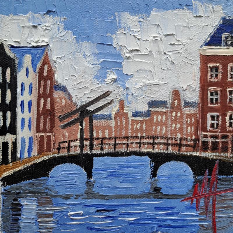 Peinture Amsterdam,view on the aluminiumbrug par De Jong Marcel | Tableau Figuratif Urbain Huile