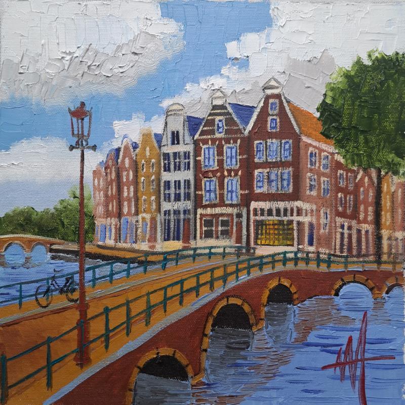 Painting Leidse gracht, spring time by De Jong Marcel | Painting Figurative Oil Urban