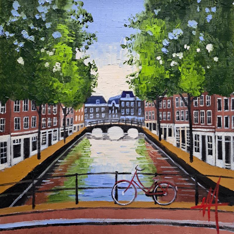 Peinture Amsterdam ,the newness of spring par De Jong Marcel | Tableau Figuratif Urbain Huile