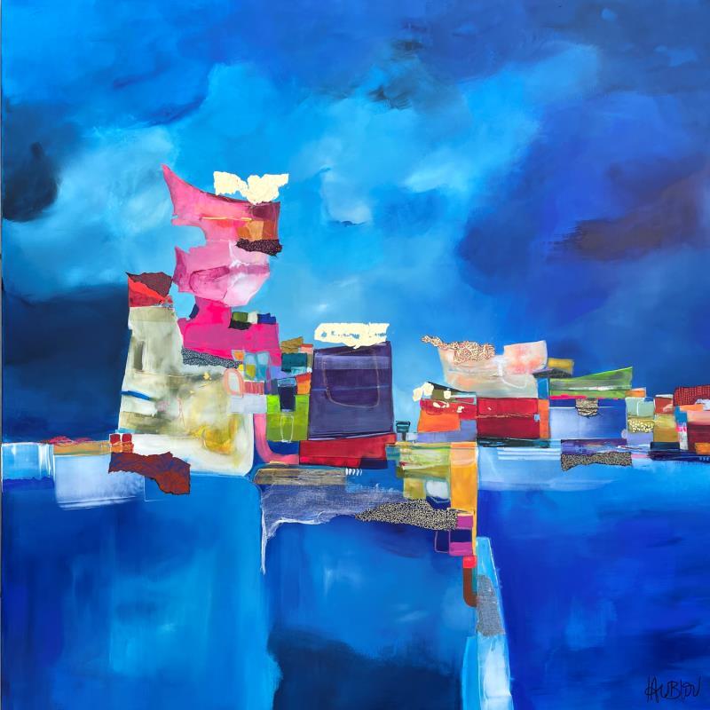 Painting Refuge des pêcheurs by Lau Blou | Painting Abstract Landscapes Cardboard Acrylic Gluing