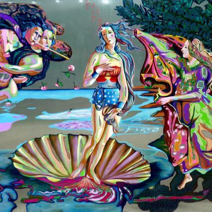 Gemälde La naissance de Wonder Woman von Medeya Lemdiya | Gemälde Pop-Art Acryl, Metall Pop-Ikonen