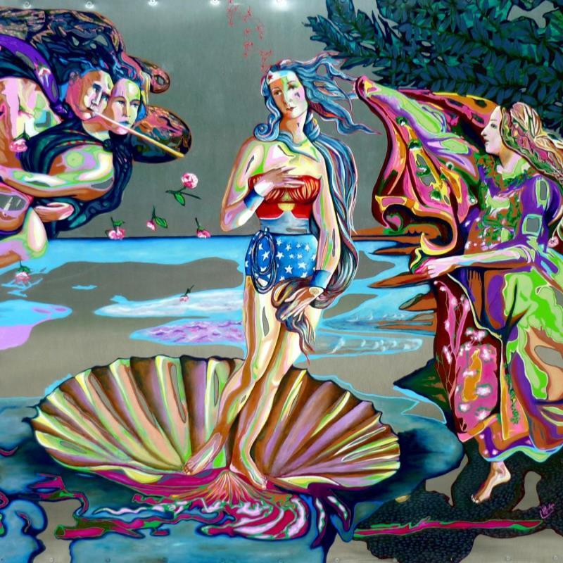 Painting La naissance de Wonder Woman by Medeya Lemdiya | Painting Pop-art Acrylic, Metal Pop icons