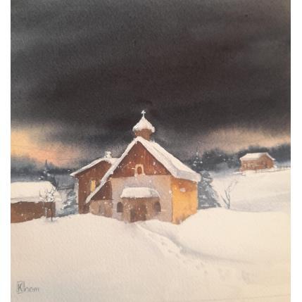 Painting Church in the mountains by Lida Khomykova | Painting Figurative Watercolor Pop icons