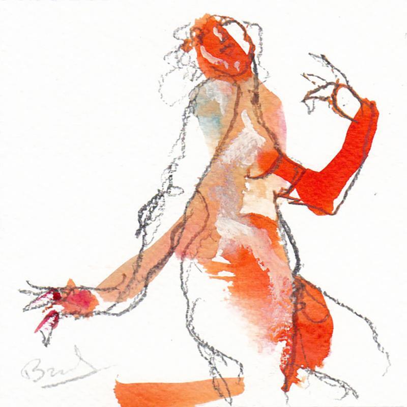 Painting Méline dansant  by Brunel Sébastien | Painting Figurative Nude Watercolor